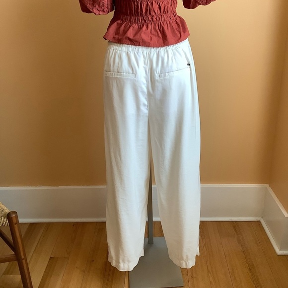 TOMMY HILFIGER White Relaxed Wide Leg Pleated Pants Size L - Picture 4 of 13